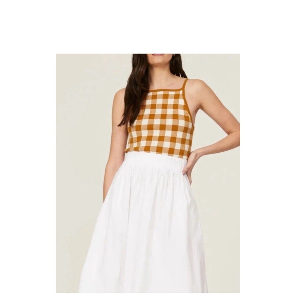 Madewell Women’s Hannah Gingham Apron Sweater Tank Top Size Xs Great Condition